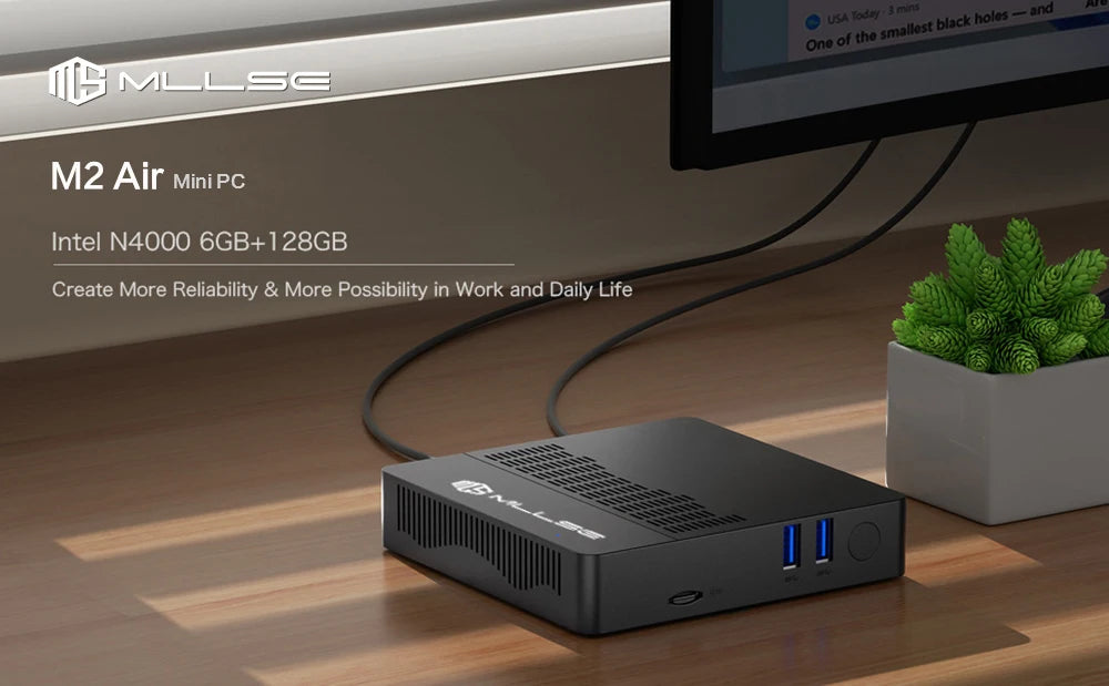 MLLSE Mini PC M2 Air Intel Gemini Lake N4000 Intel J3710 6GB RAM 128GB ROM Dual-Band WiFi Bluetooth USB Mini Computer