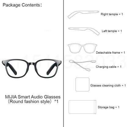 XIAOMI MIJIA Smart Audio Glasses Joyful Edition，Bluetooth 5.2 Headset，Detachable，Long Standby，2h Flash Charge，Anti-leakage Sound