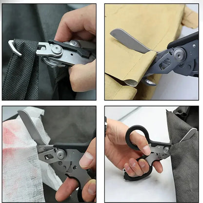 Stainless Steel Multifunctional Tactical Pliers Scissors For Outdoor Survival, Foldable And Extendable Tactical Folding Scissors