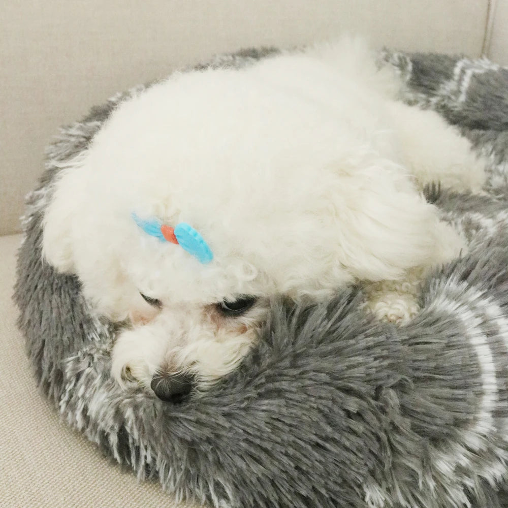 Plush Warm Round Large Dog Bed Winter Soft Puppy House Medium Cat Sofa Sleeping Bed Elastic Small Dog Kennel Nest Accessories