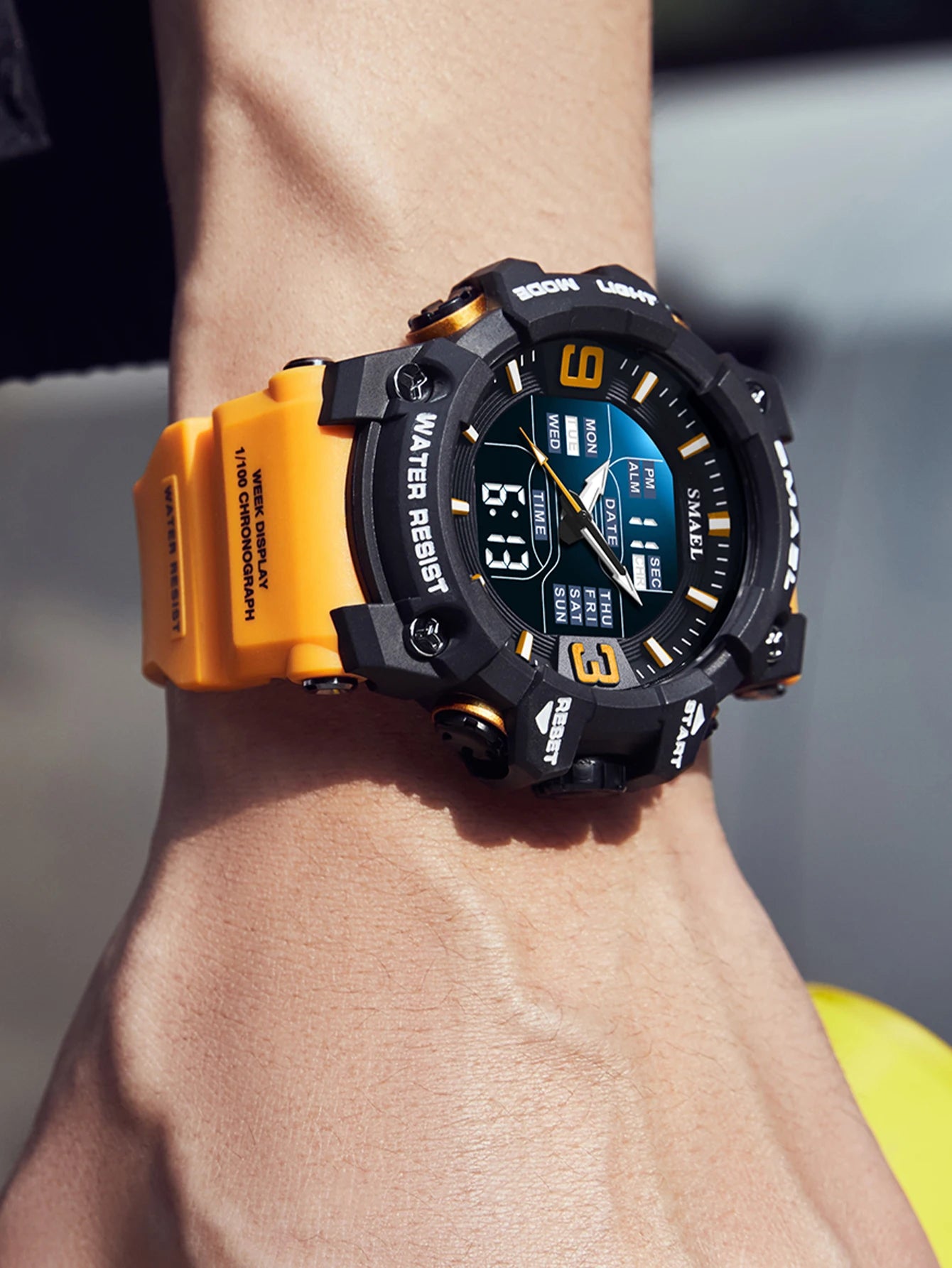 SMAEL 8049 Watch Sport LED Light Alarm Clock Dual Time Display WaterproofWeek Auto Date Wristwatches Quartz