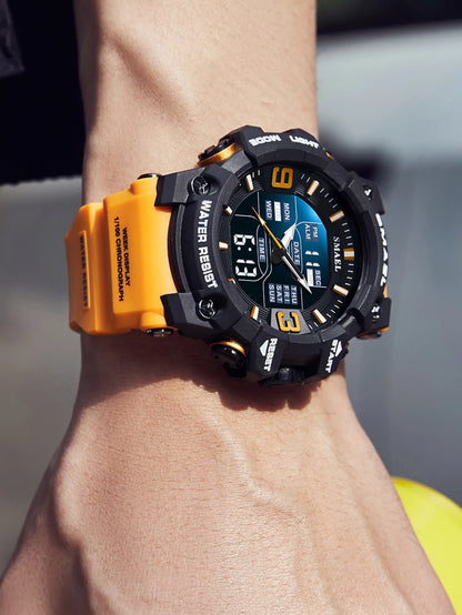 SMAEL 8049 Watch Sport LED Light Alarm Clock Dual Time Display WaterproofWeek Auto Date Wristwatches Quartz