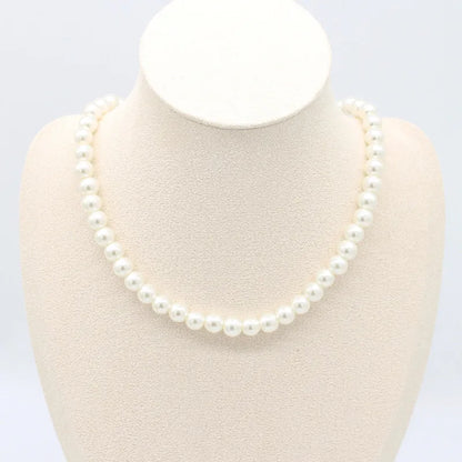 Elegant Round Imitation Pearl Necklace Fashion Women Simple Handmade Strand Bead Clavicle Chain Choker Wedding Jewelry Gift