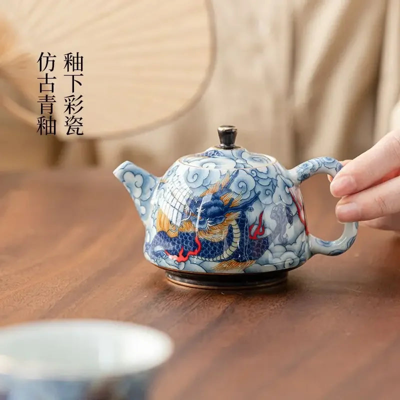 Chinese Underglaze Color Ceramic Teapot Tea Gift Customized Tea Infuser Tea Pot