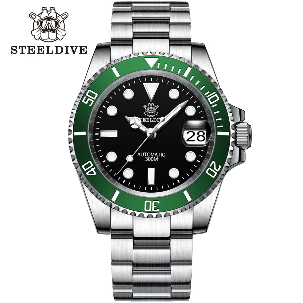 SD1953 STEELDIVE Brand Ceramic Bezel 41mm Steeldive 30ATM Water Resistant NH35 Automatic Mens Dive Watch Reloj with Milled Clasp