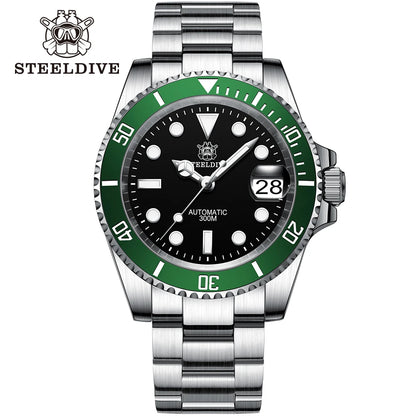 SD1953 STEELDIVE Brand Ceramic Bezel 41mm Steeldive 30ATM Water Resistant NH35 Automatic Mens Dive Watch Reloj with Milled Clasp