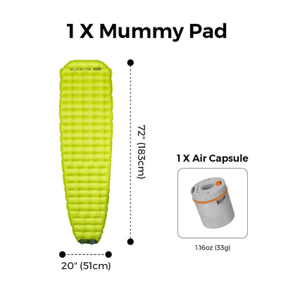FLEXTAILGEAR ZERO MATTRESS MUMMY - Insulated Sleeping Pad with 6.0 / 5.6 R-Value, Ultralight Inflatable Camping Mat