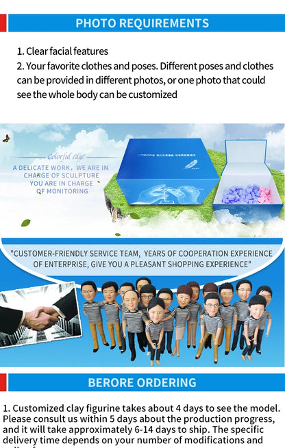 Custom Handmade Bobblehead Figurines, Personalized Clay Dolls figuras Statue Sculpture from photo,Christmas Gift for Husband