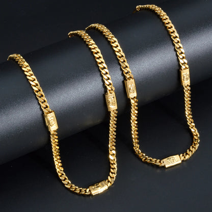 Pure Copper Alloy Men's and Women's Necklaces Vintage Hip-Hop Cuban Chains Suitable For Daily Wear Party Jewelry Gifts