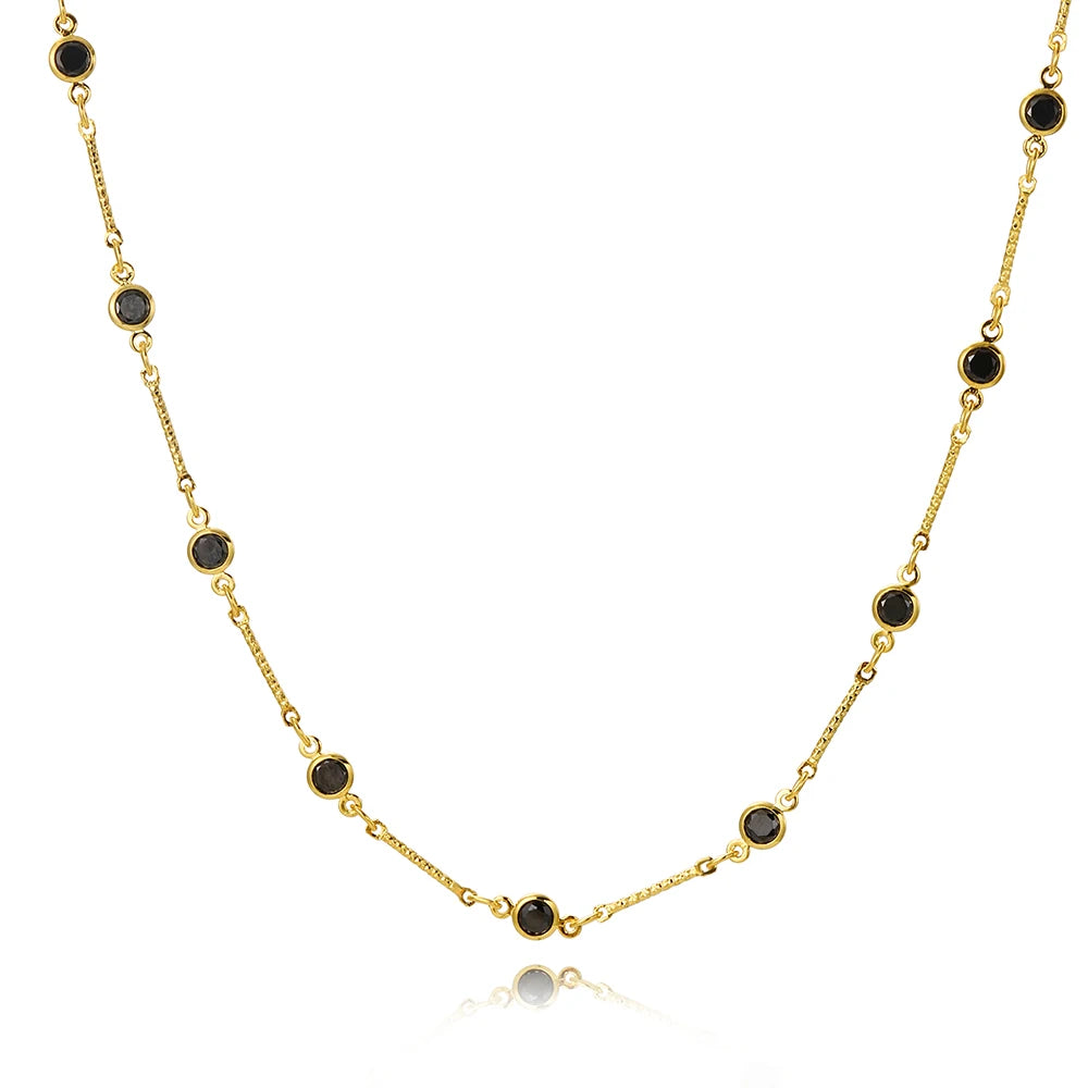 Boho Multicolor Crystal Stone Link Chain Necklace For Women Fashion Gold Color Multilayered Beaded Necklaces Party Jewelry