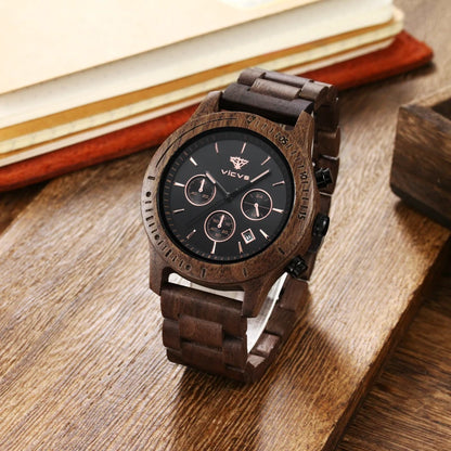 VICVS Wooden Quartz Watch Men Watches Casual Wristwatch For Men Unique Gift