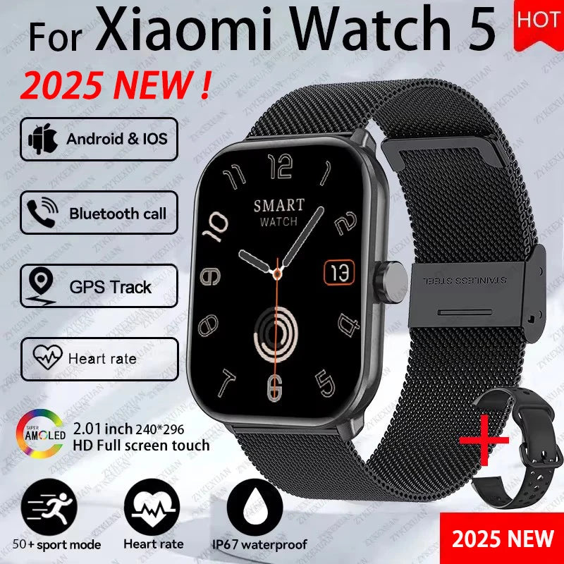 For Xiaomi Watch 5 Smart Watch Men HD AMOLED Display Heart Rate Bluetooth Call GPS Tracking Waterproof Sports Women Smart Watch