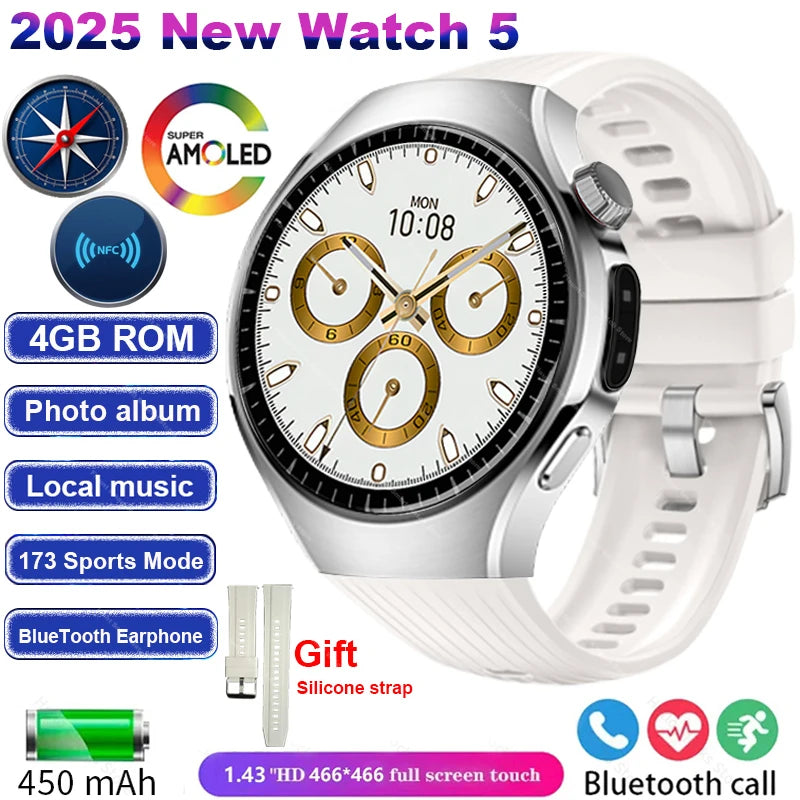 Original For Huawei Watch 5 Smartwatch 2025 Sensor Window AMOLED 4G ROM NFC Compass Clock Bluetooth Call Smart Watch Men Women
