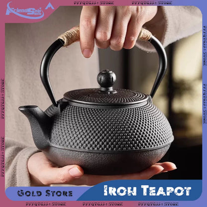 Iron Teapot Handmade Antique Cast Japanese Style Tea Kettle for Boiling Water Accessory Set Charcoal Stove Kitchen Teaware Set