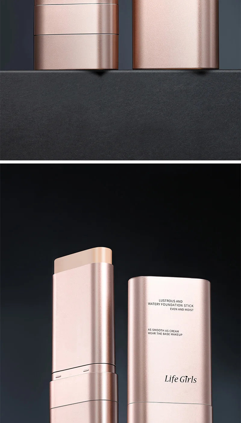Light & Moist Hydrating Foundation Stick – Waterproof, Rotating Dual-Head with Brush