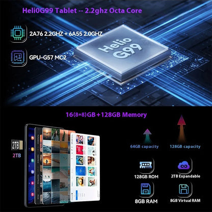 HEADWOLF FPad 6 8.4 inch Andorid 14 tablet  8GB RAM 128GB ROM MTK G99 Octa-core 4G SIM 6500 mAh Battery