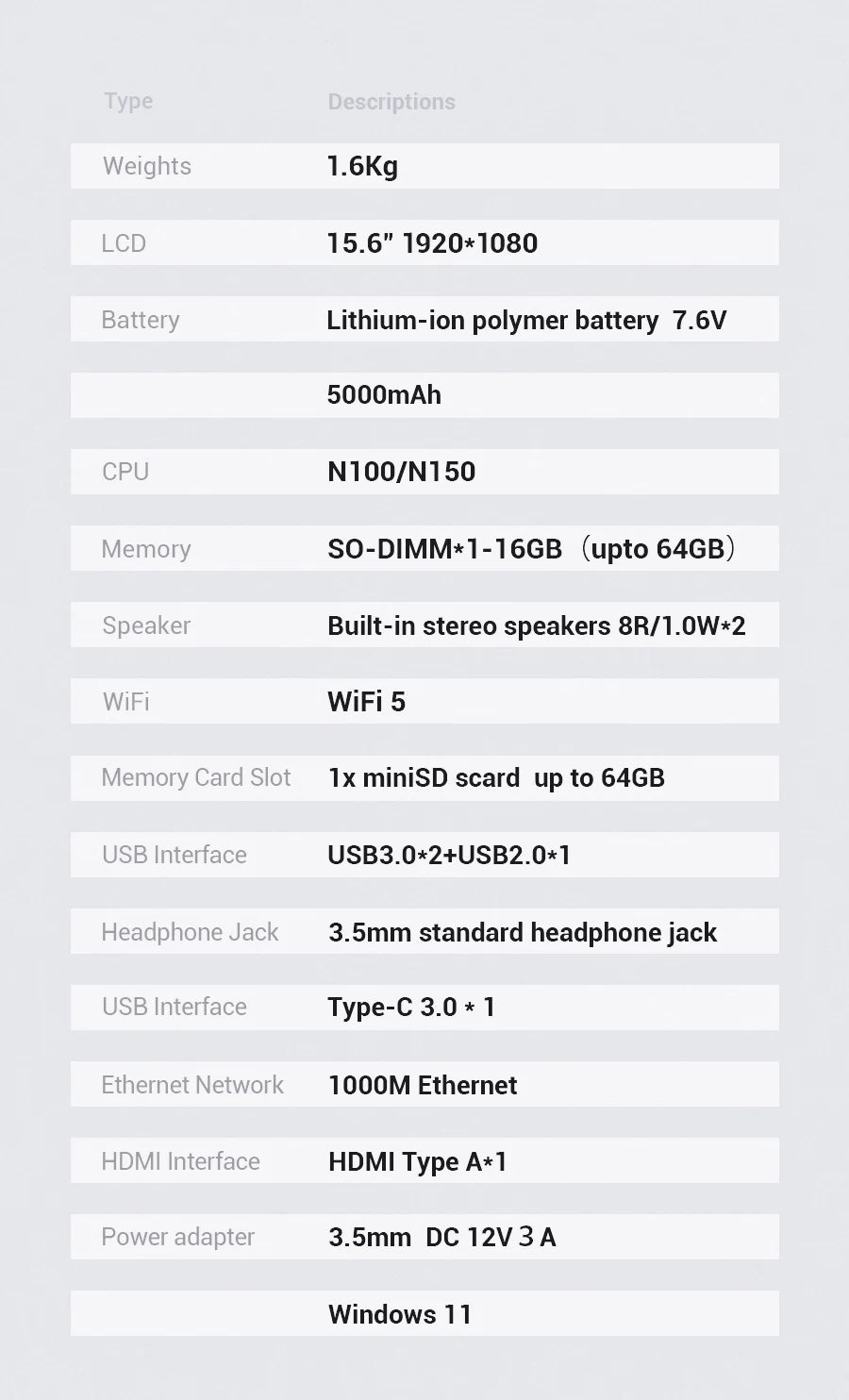 Firebat AT15 Laptop - Intel N150 N100 15.6" 16GB RAM SSD Lightweight Business Computer Notebook