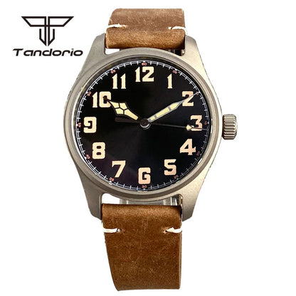 Tandorio Titanium Ultralight Dive 39mm Men's Pilot Watch Automatic Miyota 8215/PT5000 Movt AR Sapphire 20BAR Waterproof Luminous