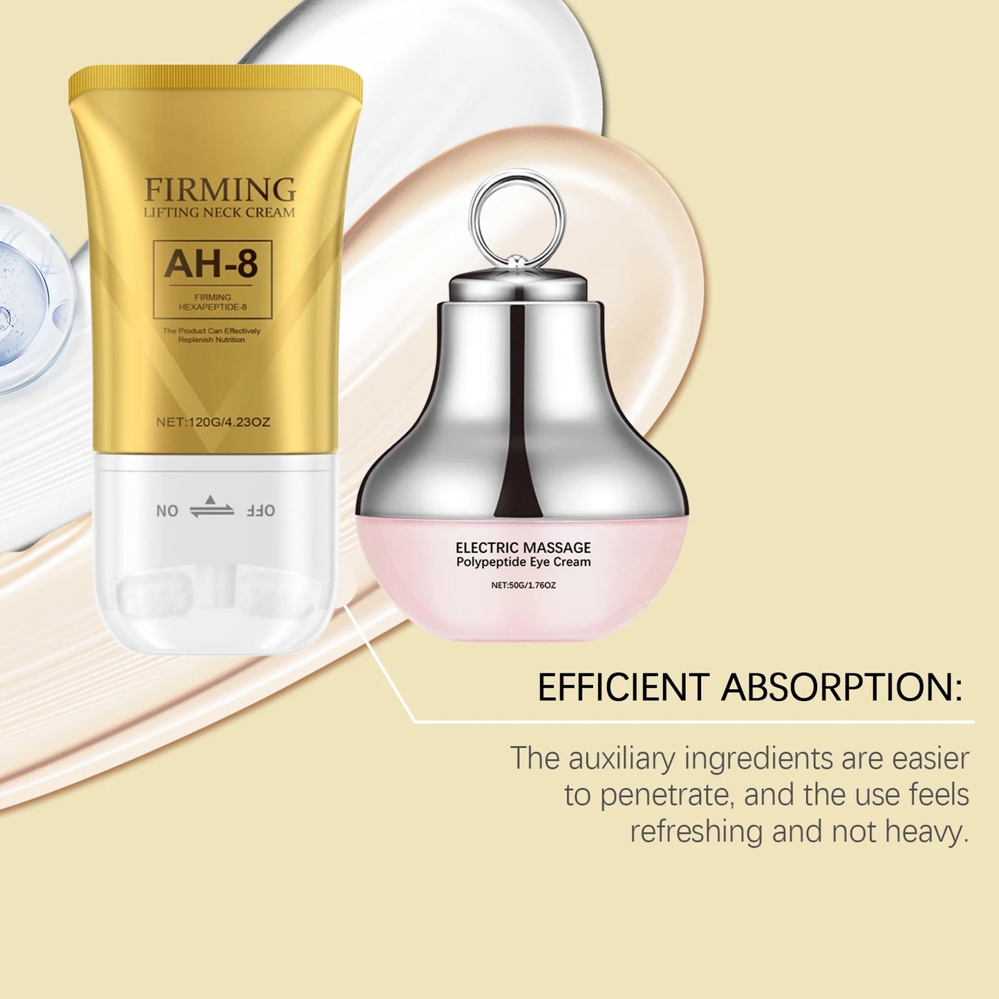 AH-8 Neck Eye Care Set Electric Massage Eye Cream Neck Firming Lotion Smooth Fine Lines Moisturize Tighten Revitalizing Skincare