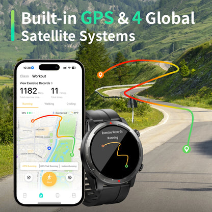 EZON S9 GPS AMOLED Sports Watch, Barometer, Compass, Heart rate/ sleep monitor, IP68 Waterproof, Alloy housing for men/women