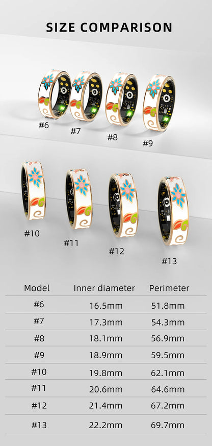 Color Enamels Craftsmanship Smart Ring for Women Sleep Monitoring Blood Oxygen Measurement Blood Pressure Multi-sports Modes