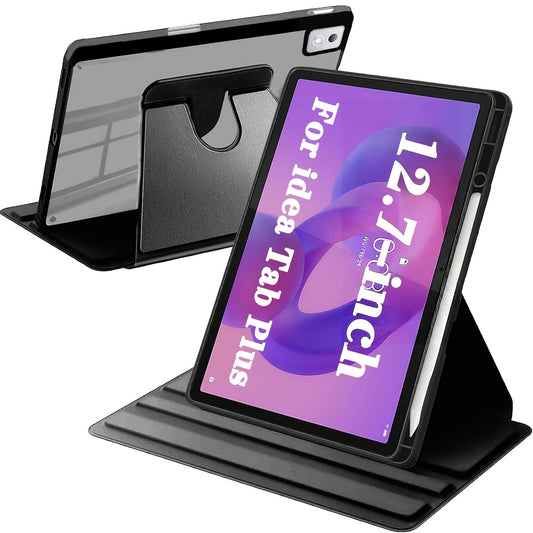 Rotating Case for Idea Tab Pro 32.26 cm | 360 Degree Rotation, Protective Stand, Clear Back, Auto Wake/Sleep, S Pen Holder, Acrylic Material